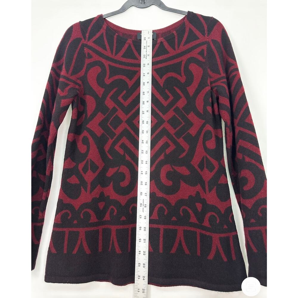 Charter Club Women’s 100% Cashmere Geometric Pattern Sweater Medium Red Black - Picture 6 of 6